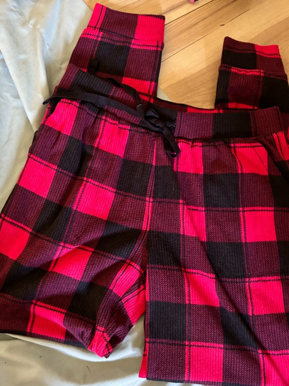 size small red  black plaid womens pajama lounge pants sleepwear sleep